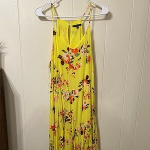 Staccato Yellow Floral Maxi Dress with Orange and Brown Accents